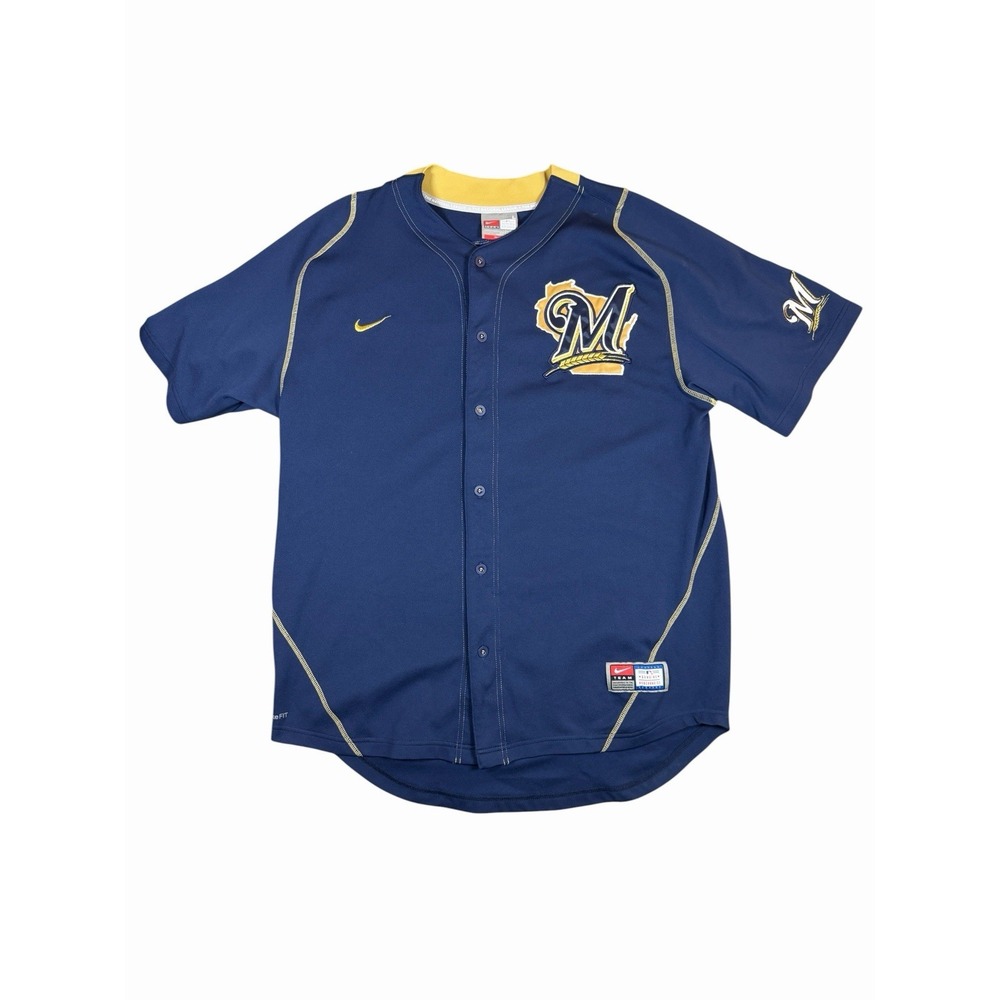 Nike Ryan Braun #8 Milwaukee Brewers Jersey Men's Large Blue MLB Baseball